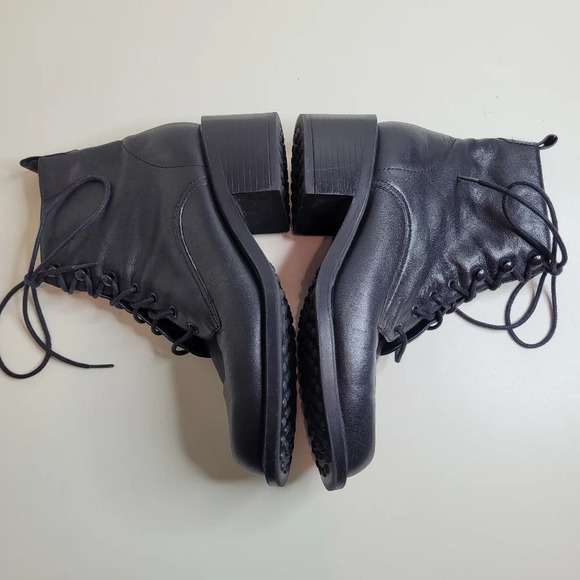 Studio Works Black Leather Donna Lace Up Boots Size Women's 6 - Picture 6 of 10